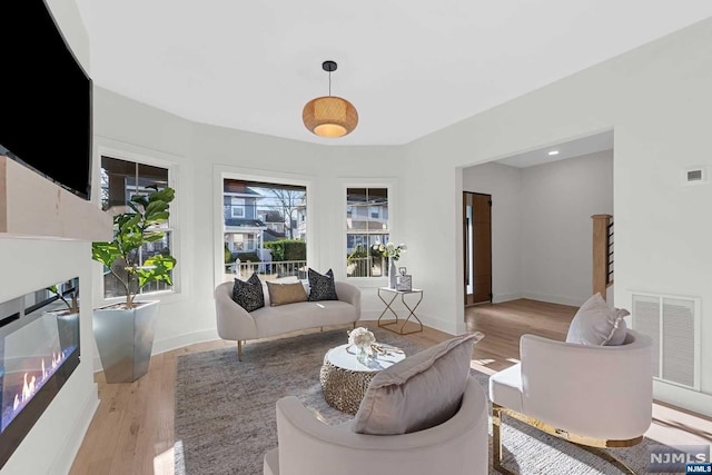 living room featuring light hardwood / wood-style flooring