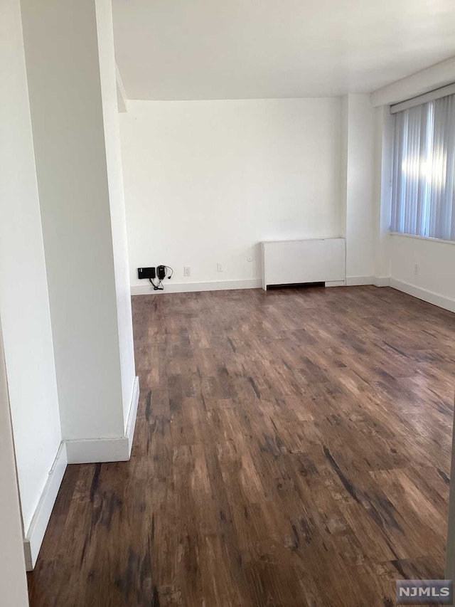 empty room featuring dark hardwood / wood-style flooring