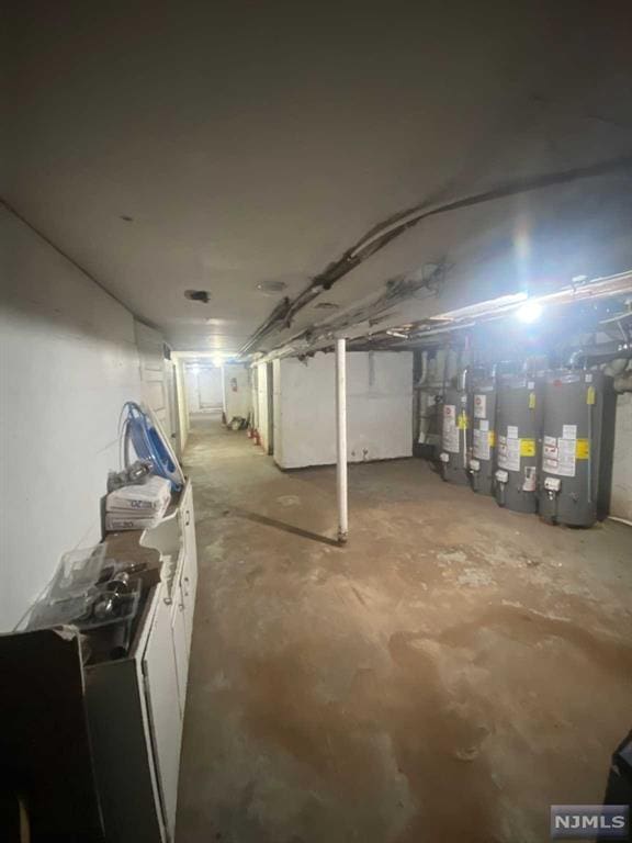 basement with water heater