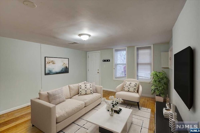 living room featuring light hardwood / wood-style floors