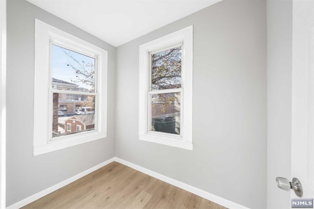 spare room with light hardwood / wood-style flooring and a wealth of natural light