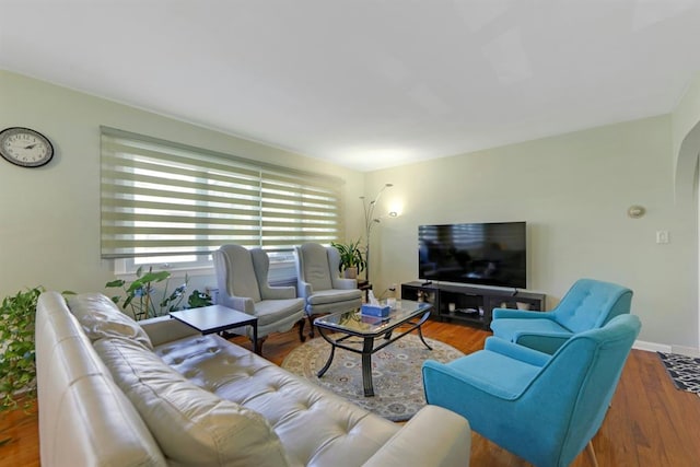 living room with wood-type flooring