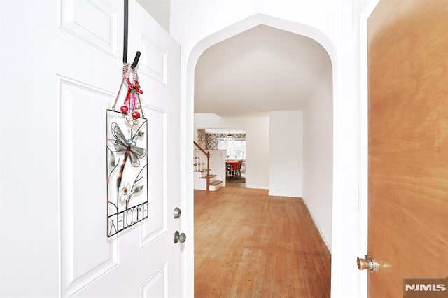 hall with light wood-type flooring