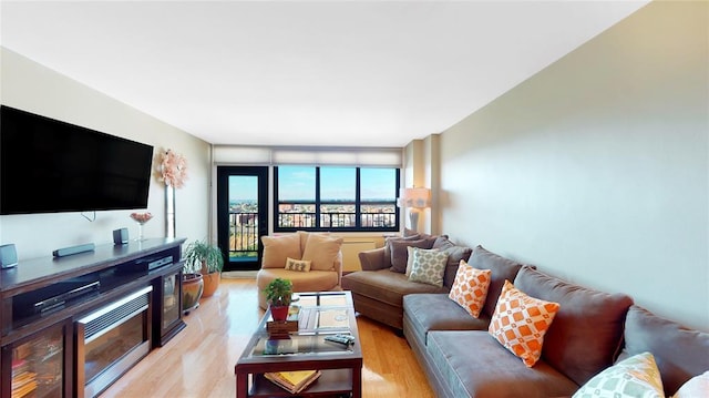 living room featuring light hardwood / wood-style flooring