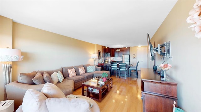 living room featuring light hardwood / wood-style flooring