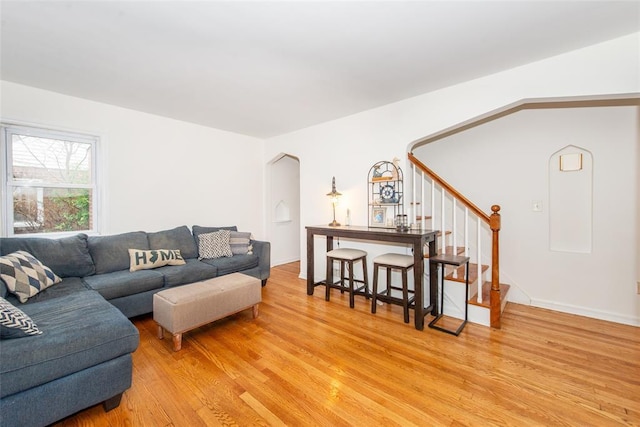 living room featuring light hardwood / wood-style flooring