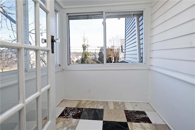 view of unfurnished sunroom