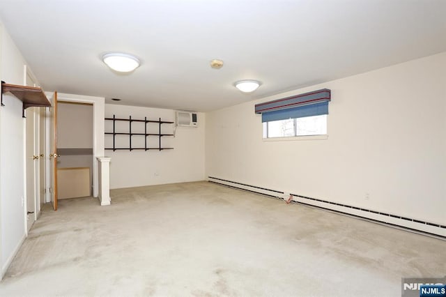 basement with baseboard heating