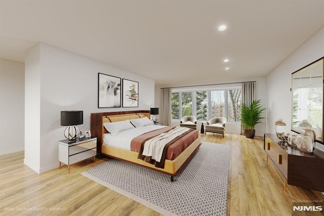 bedroom featuring light wood-type flooring