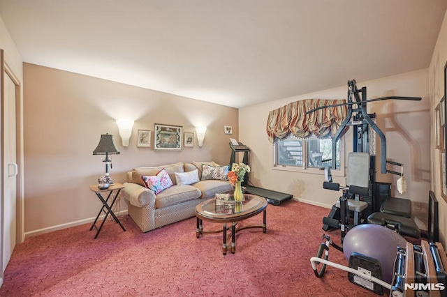 exercise room with carpet floors