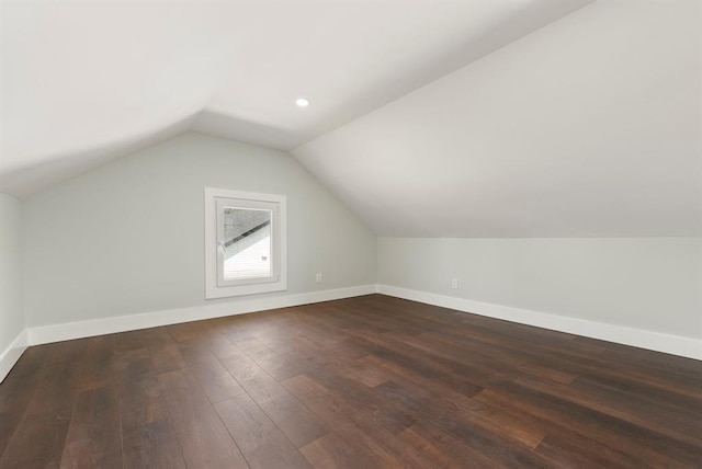 additional living space featuring wood-type flooring and lofted ceiling