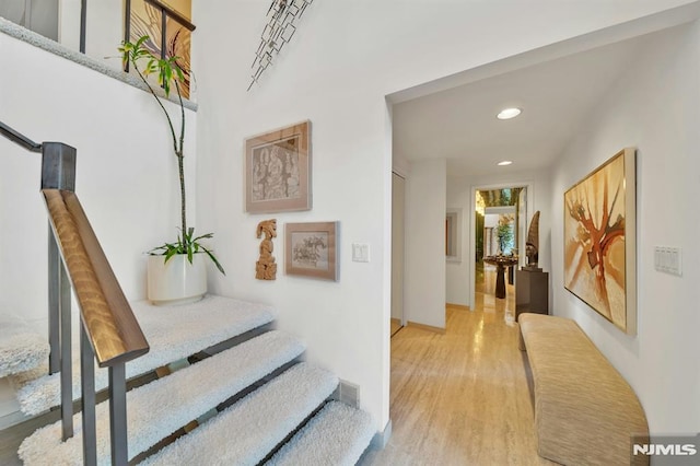 hall featuring light hardwood / wood-style flooring