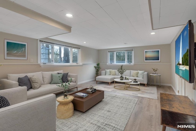 living room featuring light wood-type flooring