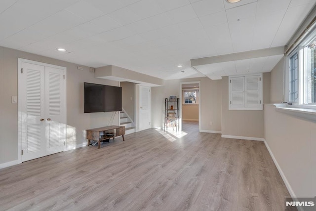 unfurnished living room featuring light hardwood / wood-style floors