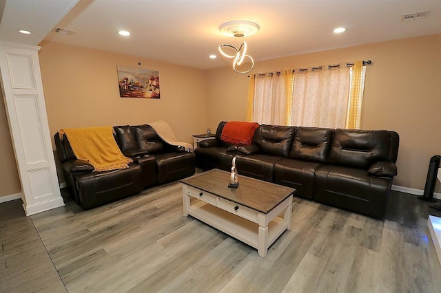 living room featuring wood-type flooring