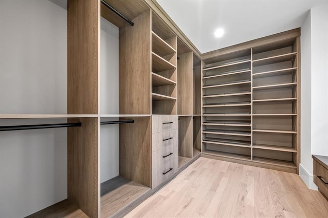 walk in closet featuring light hardwood / wood-style floors