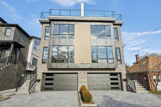 contemporary home featuring a garage