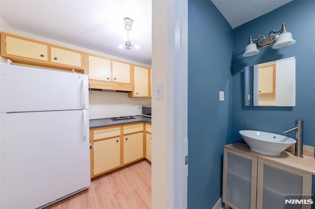 kitchen featuring stainless steel appliances, light hardwood / wood-style flooring, and sink