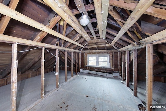 view of unfinished attic