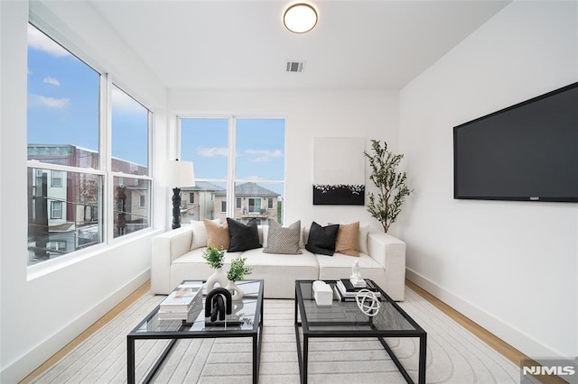 living room featuring light hardwood / wood-style flooring