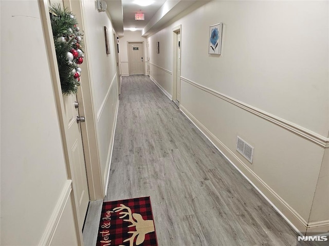 hall featuring light hardwood / wood-style flooring