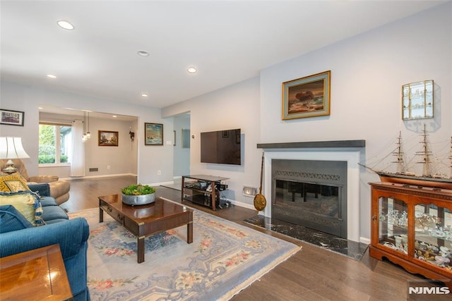 living room featuring hardwood / wood-style flooring