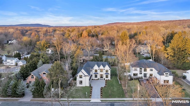 drone / aerial view with a mountain view