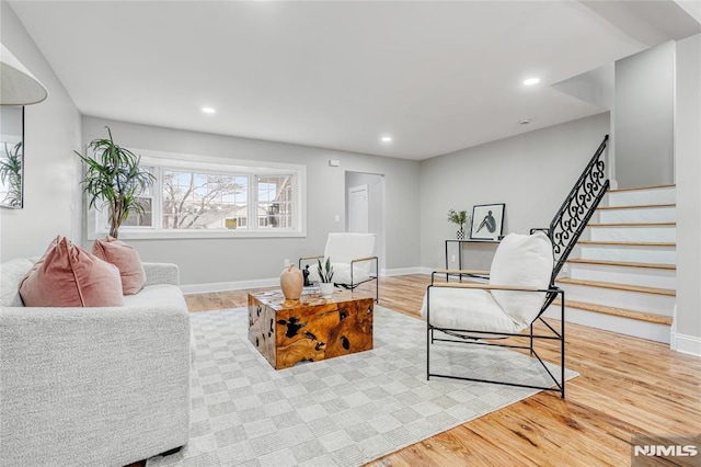 living room featuring light wood-type flooring