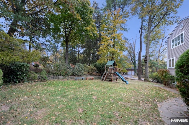 view of yard featuring a playground