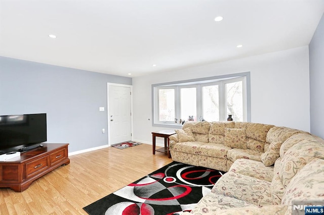 living room with light wood-type flooring