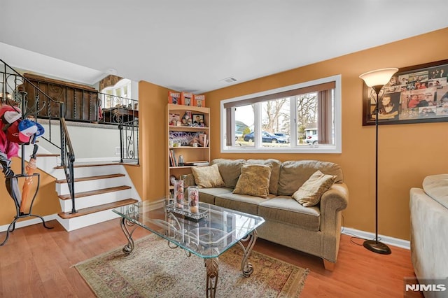 living room featuring light hardwood / wood-style floors