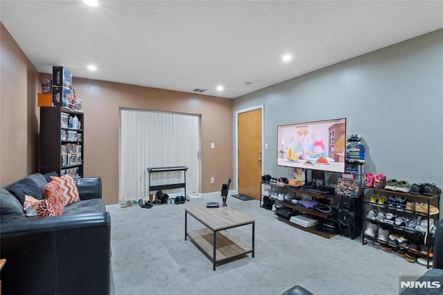 living room featuring carpet floors