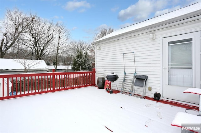 view of snow covered patio