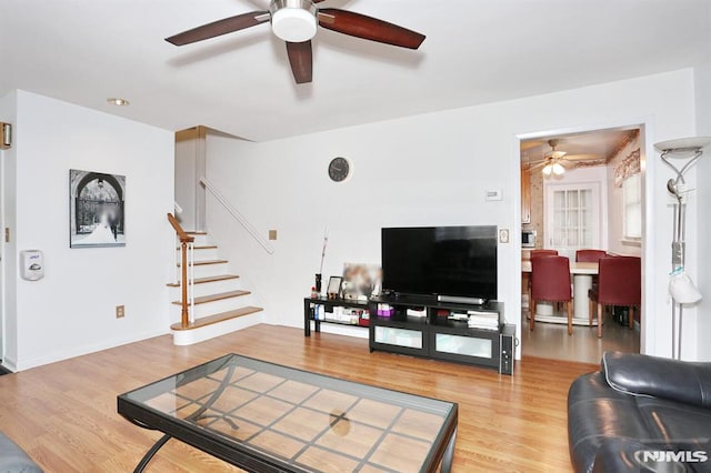 living room with hardwood / wood-style flooring