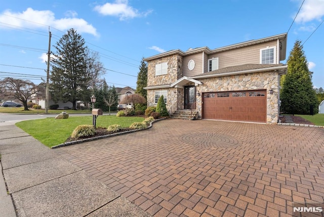 front of property with a garage and a front yard