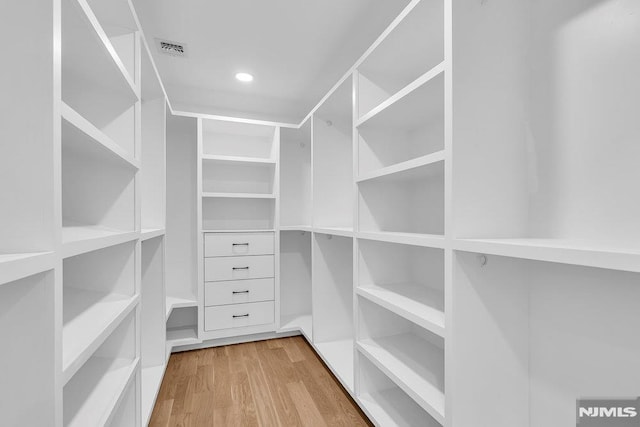 spacious closet with light wood-type flooring