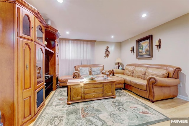 living room featuring light hardwood / wood-style floors