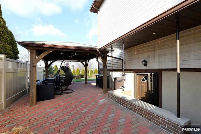 view of patio / terrace featuring a gazebo