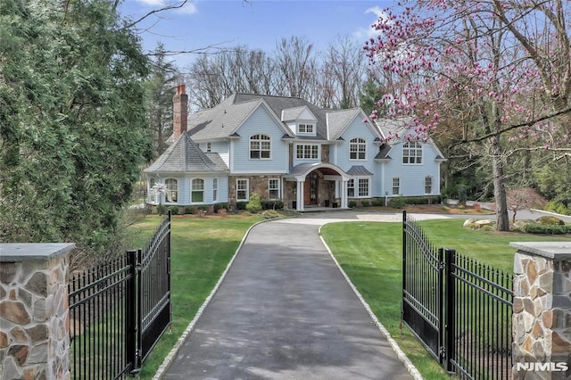 view of front of home with a front yard