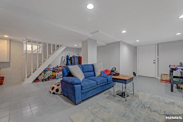 view of tiled living room