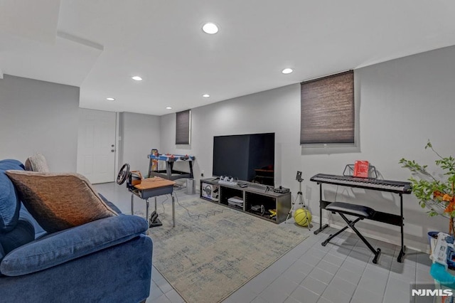 view of tiled living room