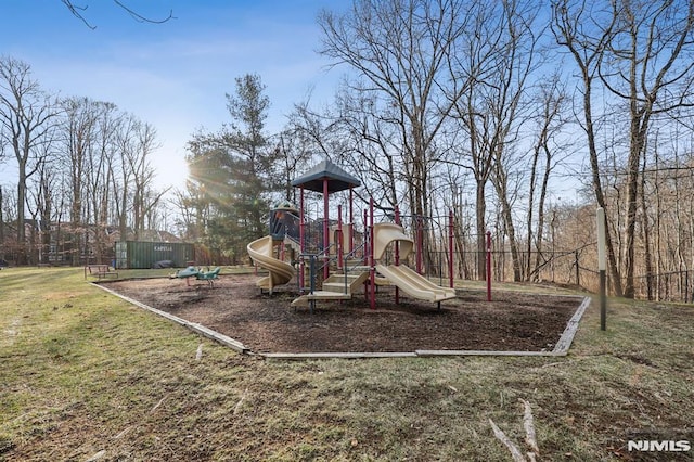 view of playground featuring a yard