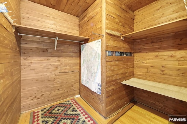 walk in closet featuring hardwood / wood-style flooring