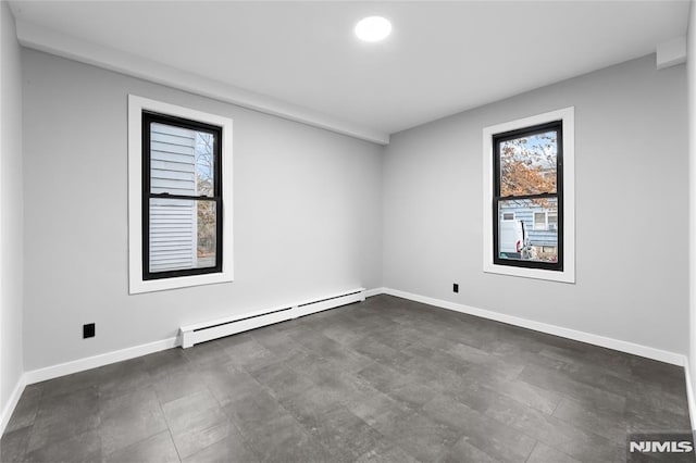 empty room with a baseboard heating unit