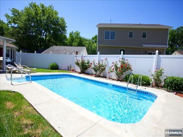 view of swimming pool with a patio area