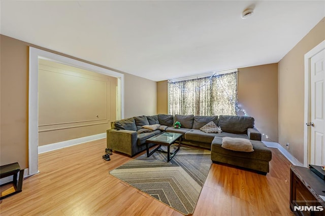 living room featuring hardwood / wood-style flooring