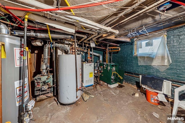 utility room with water heater