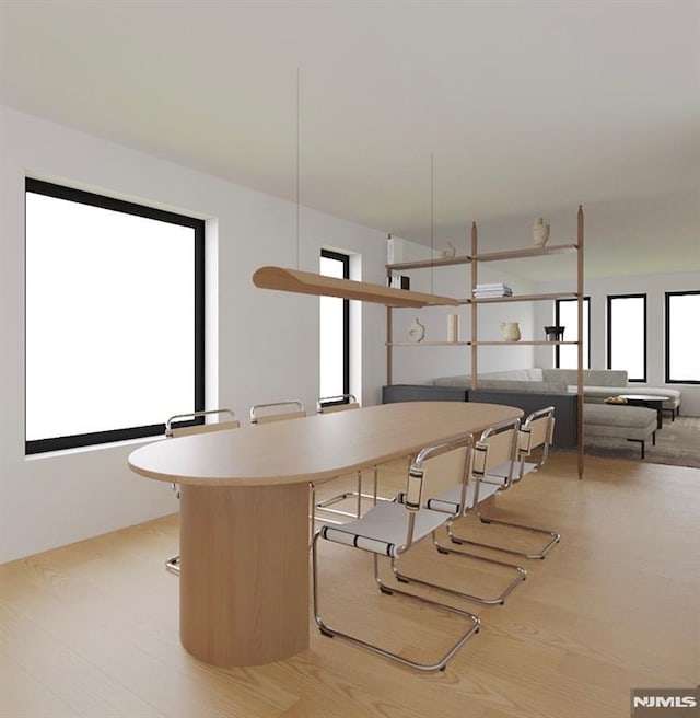 dining space featuring light hardwood / wood-style floors