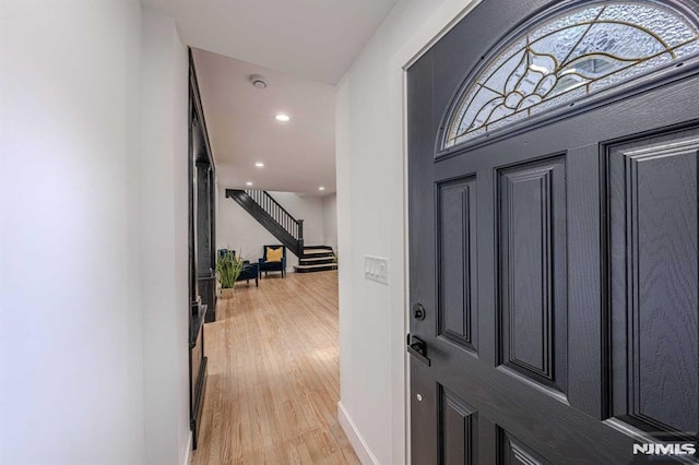 foyer featuring light wood-type flooring