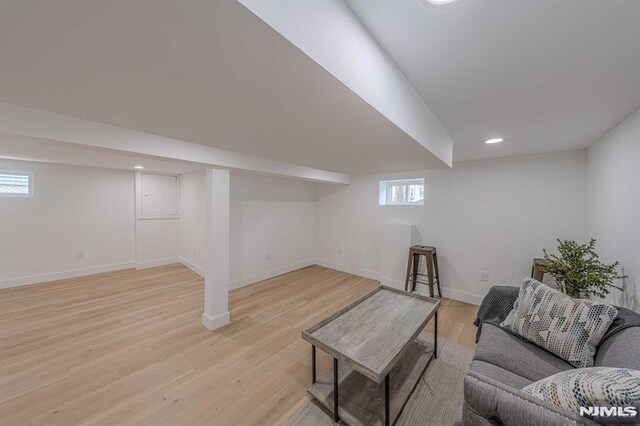 living room with light wood-type flooring